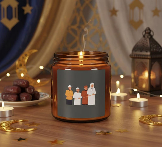 Muslim Family Illustration Candle | Amber Jar Soy Candle