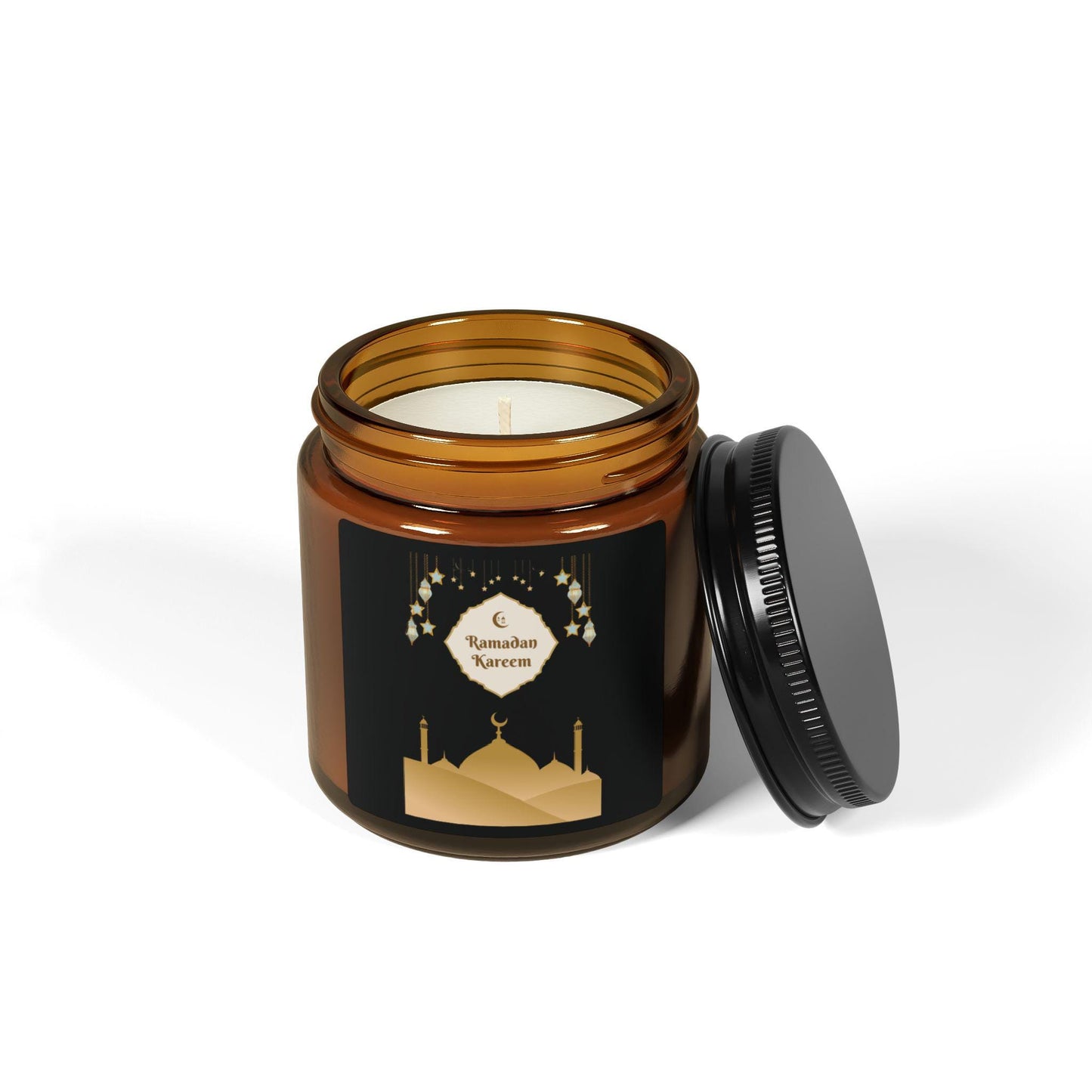 Ramadan Kareem Mosque Candle | Soy Candle in Amber Jar
