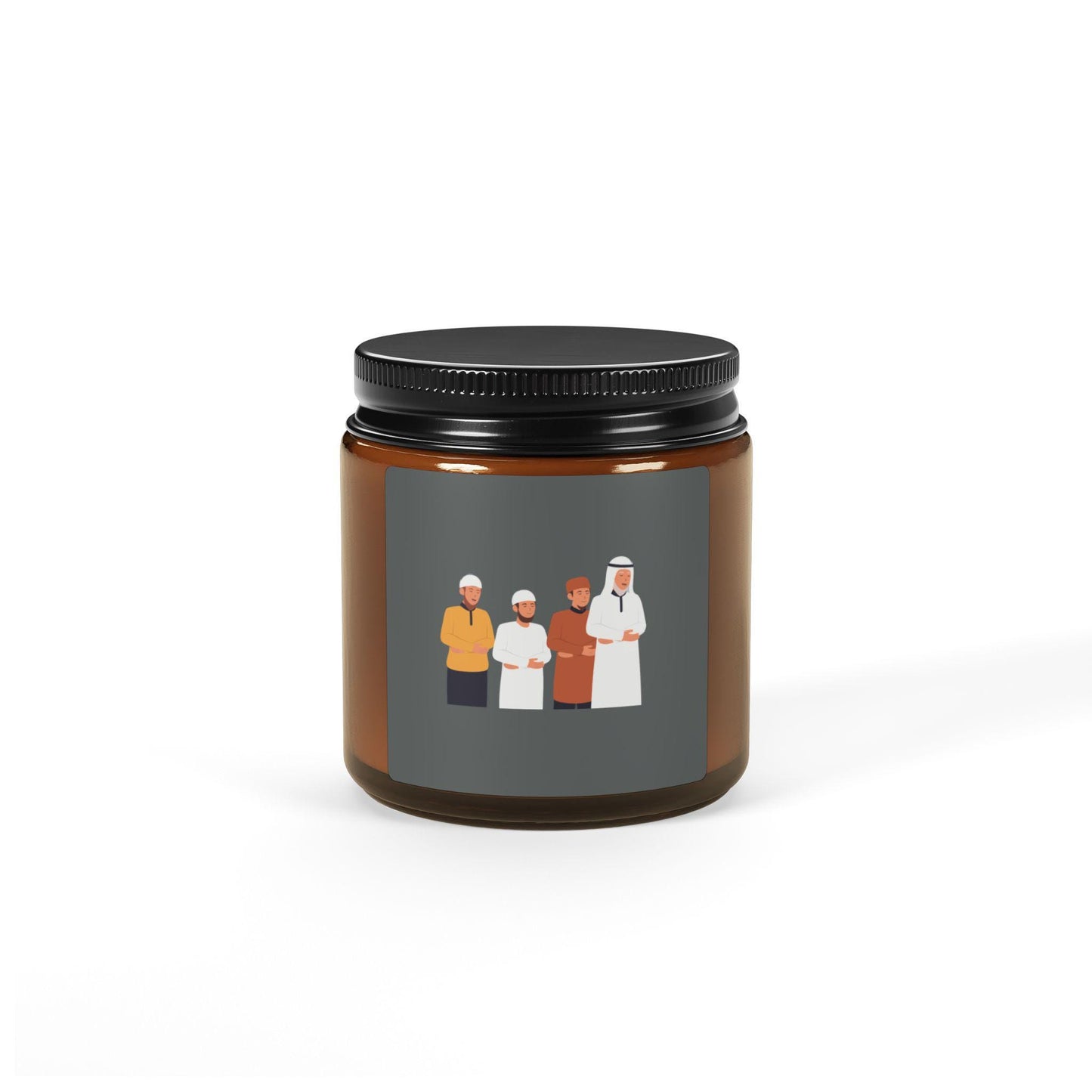 Muslim Family Illustration Candle | Amber Jar Soy Candle