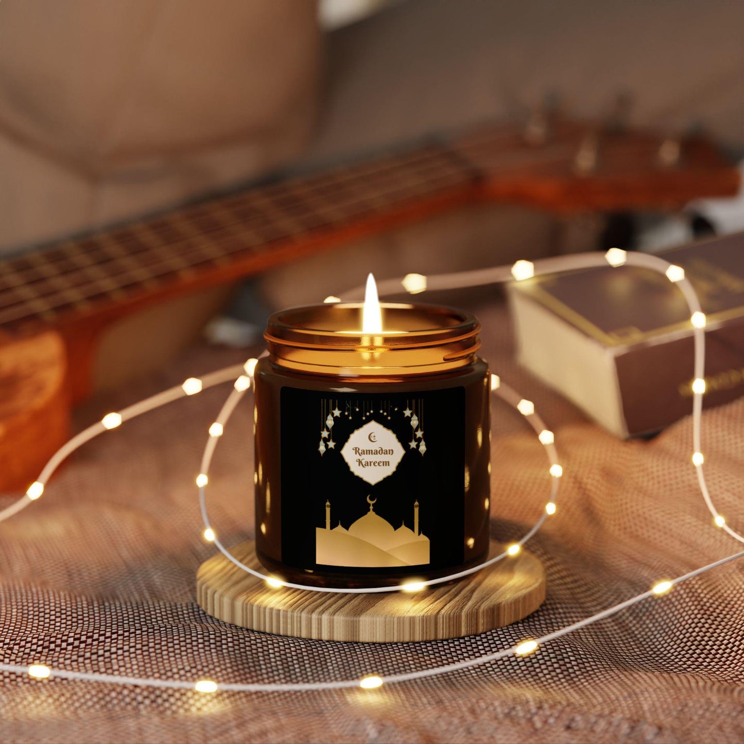 Ramadan Kareem Mosque Candle | Soy Candle in Amber Jar