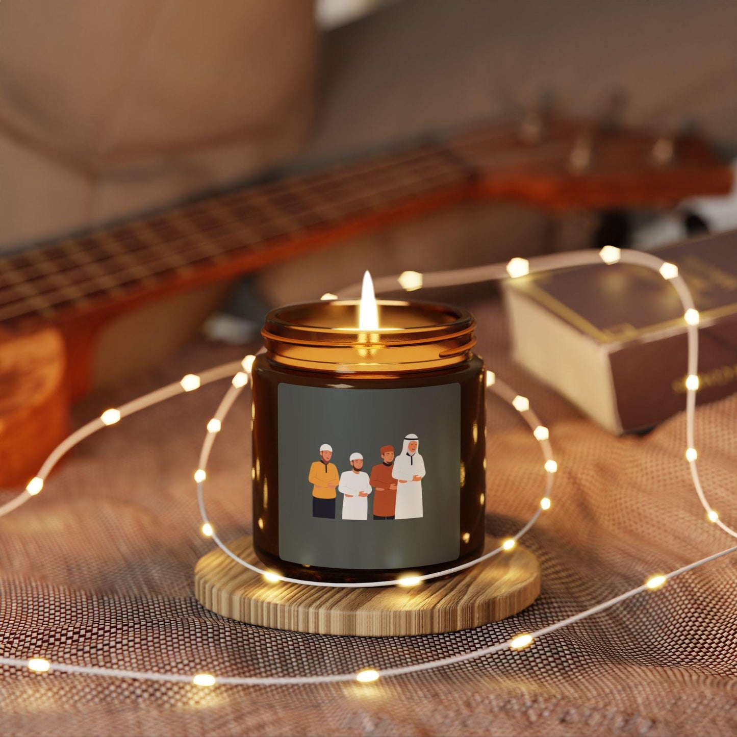Muslim Family Illustration Candle | Amber Jar Soy Candle