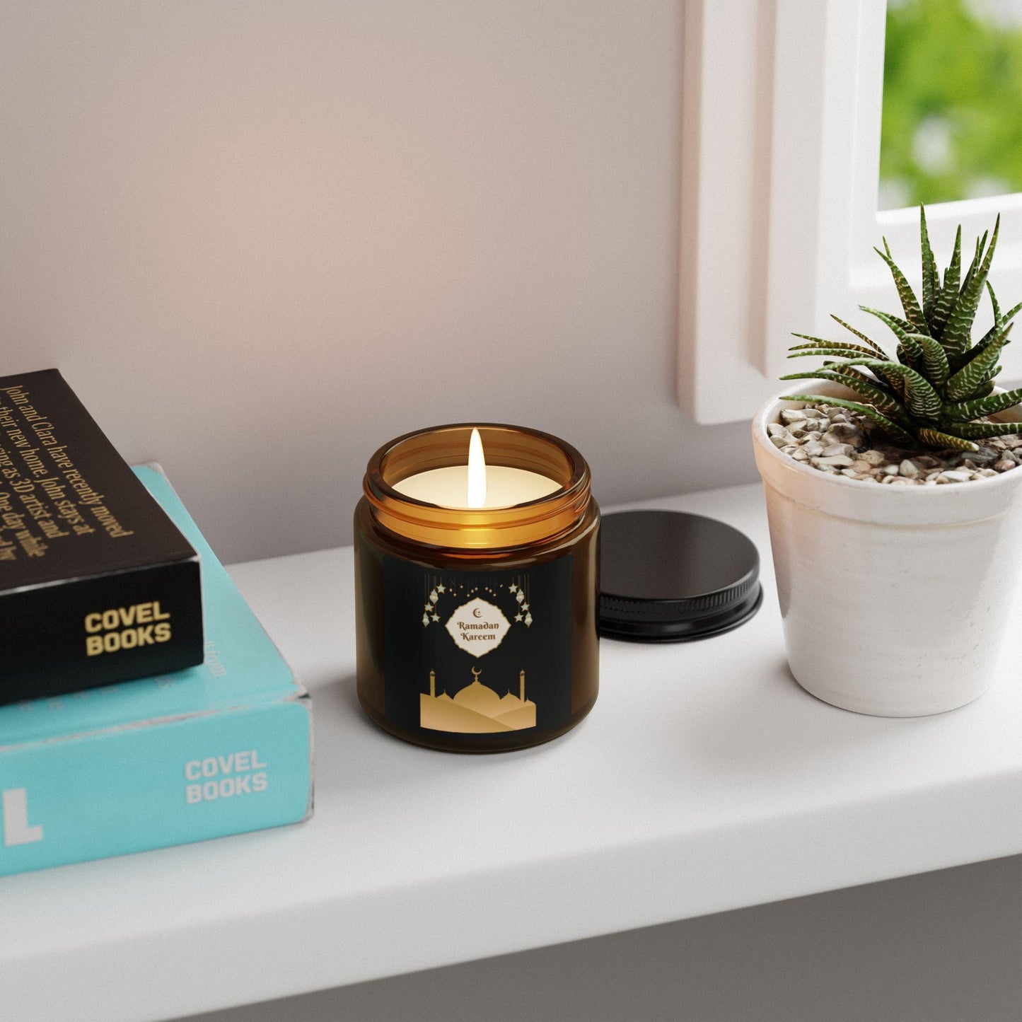 Ramadan Kareem Mosque Candle | Soy Candle in Amber Jar