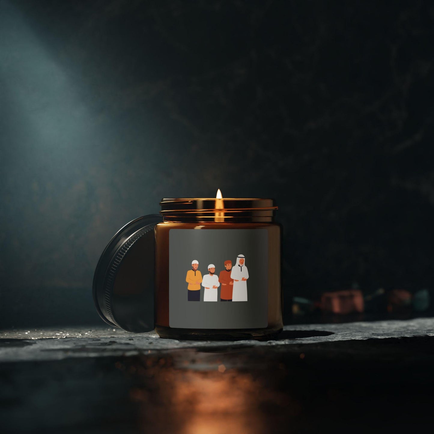 Muslim Family Illustration Candle | Amber Jar Soy Candle