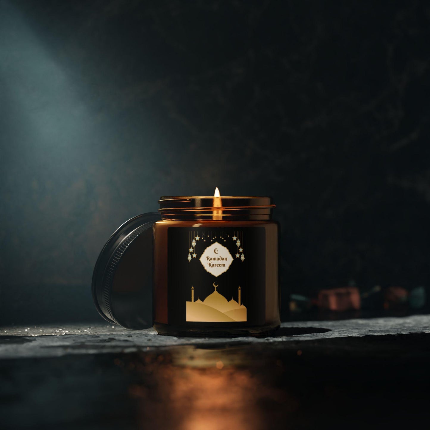 Ramadan Kareem Mosque Candle | Soy Candle in Amber Jar