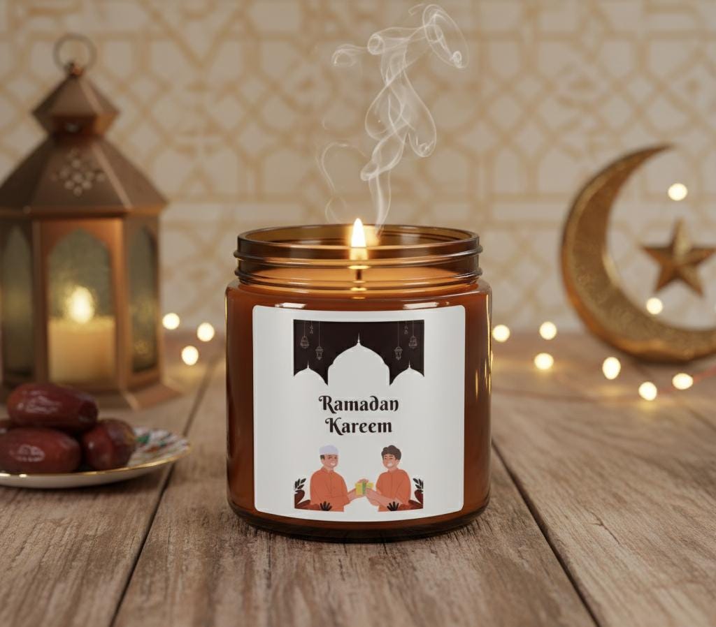 Ramadan Kareem Illustration Candle | Amber Jar Soy Candle