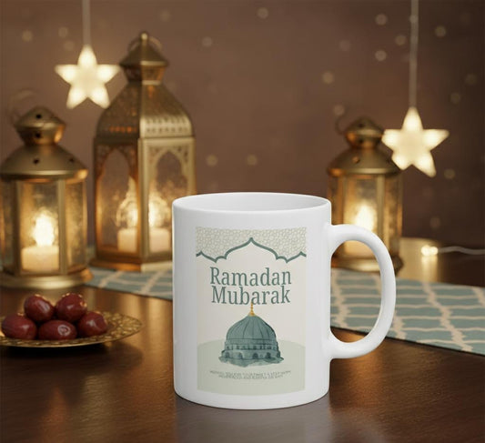 Ramadan Mubarak Mosque Illustration Mug | Islamic Holiday Ceramic Mug