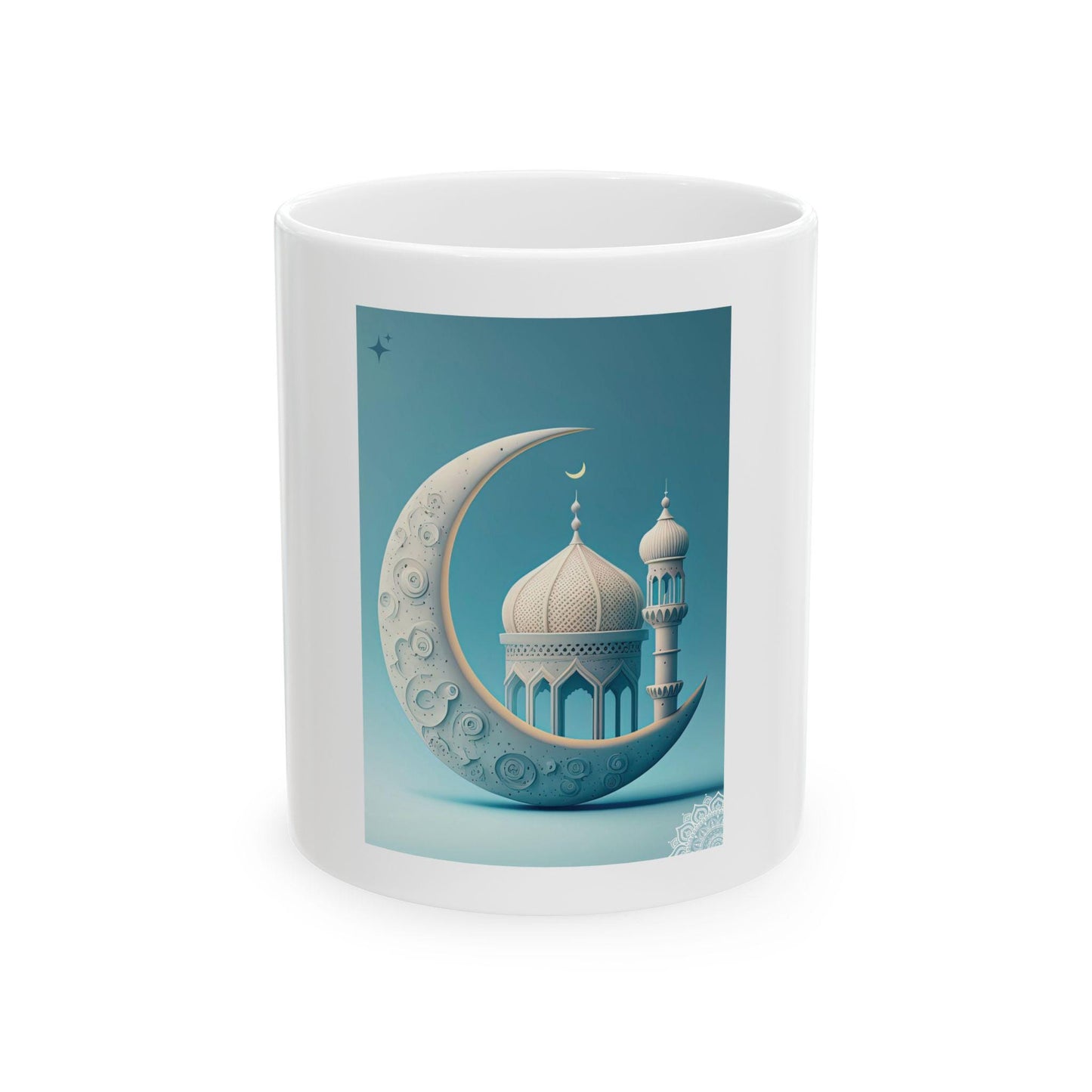 Crescent Mosque Illustration Mug | Islamic Moon Ramadan Ceramic Mug