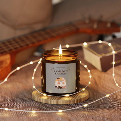 Ramadan Kareem Family Illustration Candle | Soy Amber Jar