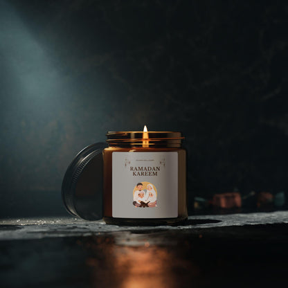 Ramadan Kareem Family Illustration Candle | Soy Amber Jar