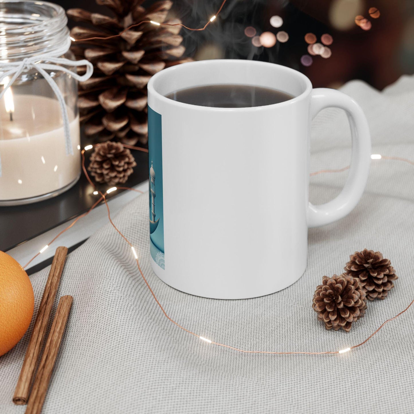 Crescent Mosque Illustration Mug | Islamic Moon Ramadan Ceramic Mug