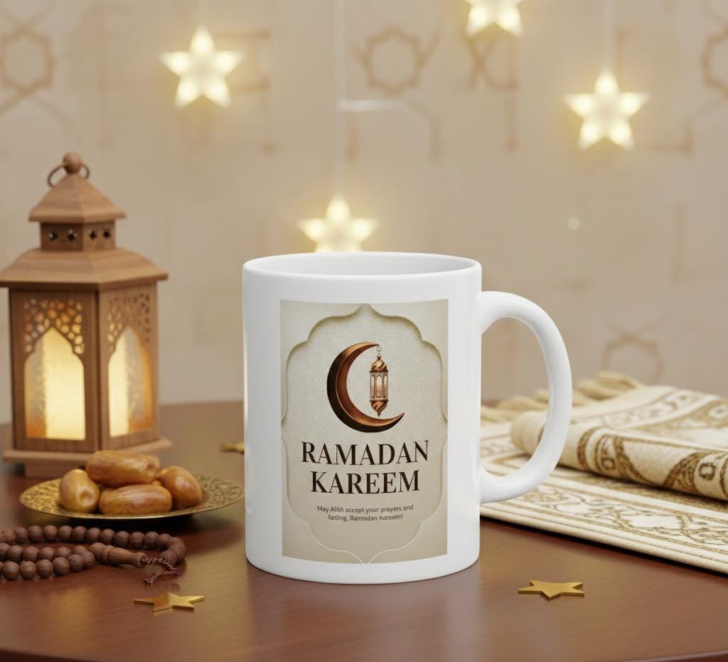 Ramadan Kareem Crescent Lantern Mug | Ceramic Coffee Tea Cup