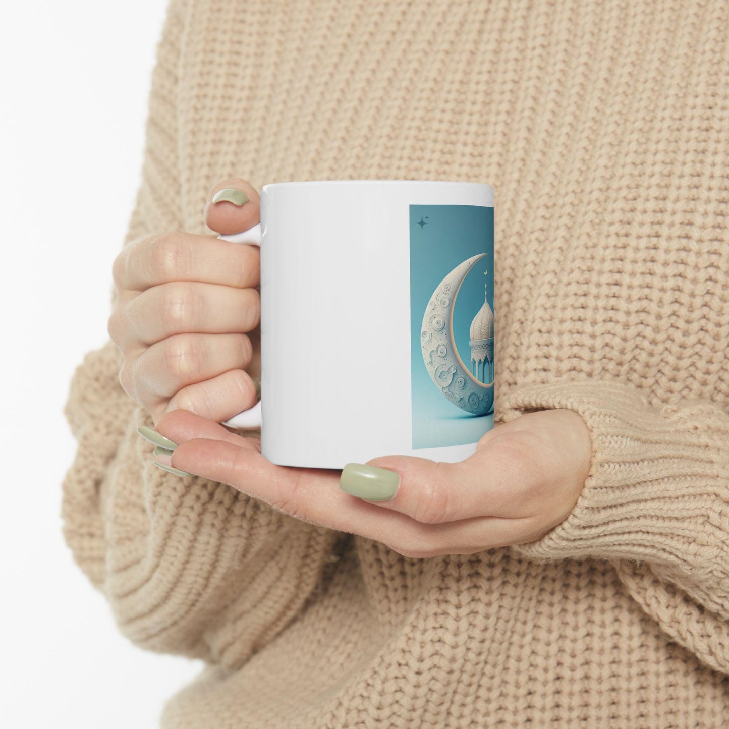 Crescent Mosque Illustration Mug | Islamic Moon Ramadan Ceramic Mug
