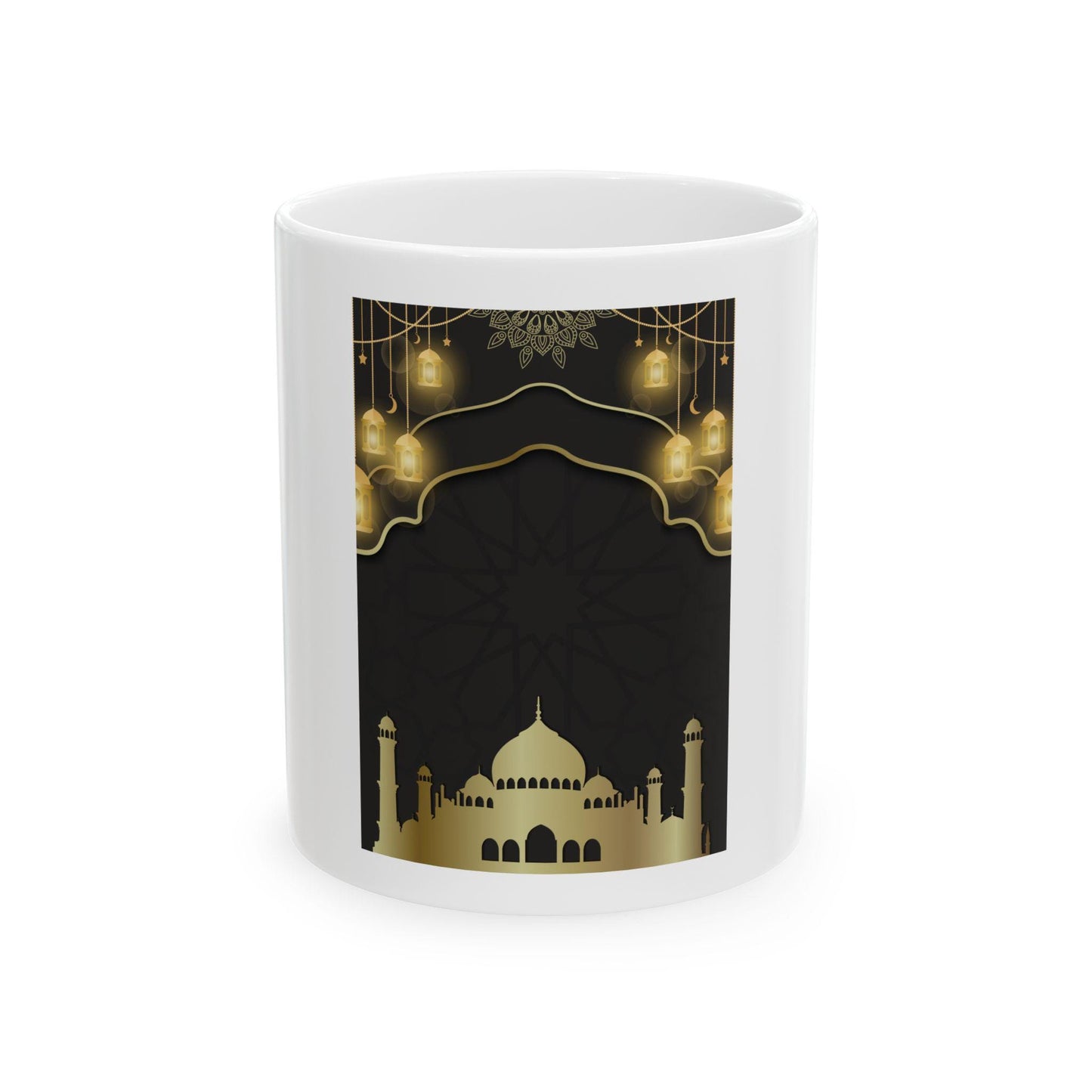 Gold Mosque Silhouette Mug | Islamic Lantern Ramadan Eid Ceramic Mug