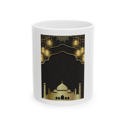 Gold Mosque Silhouette Mug | Islamic Lantern Ramadan Eid Ceramic Mug