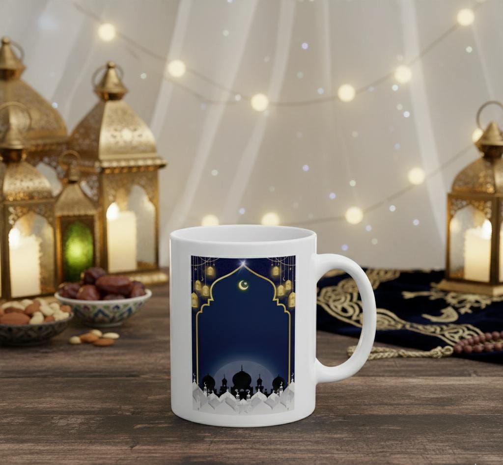 Ramadan Crescent Mosque Mug | Islamic Night Lanterns Ceramic Mug