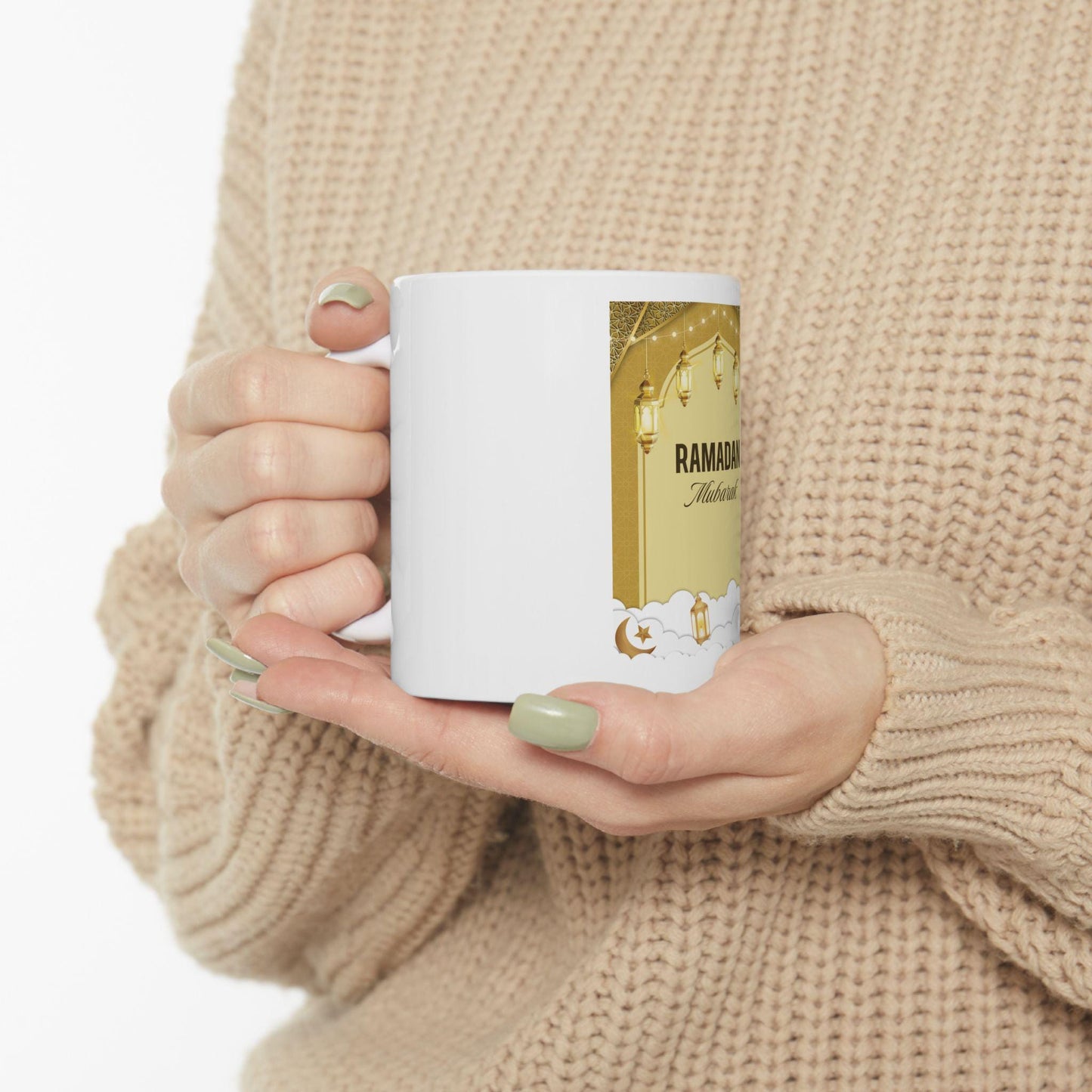 Ramadan Mubarak Lanterns Ceramic Mug | Islamic Holiday Coffee Cup