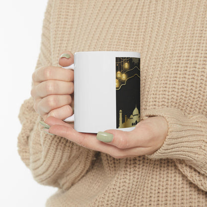 Gold Mosque Silhouette Mug | Islamic Lantern Ramadan Eid Ceramic Mug