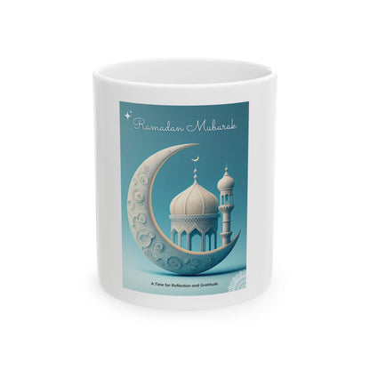 Ramadan Mubarak Crescent Mosque Mug | Ceramic 11oz 15oz