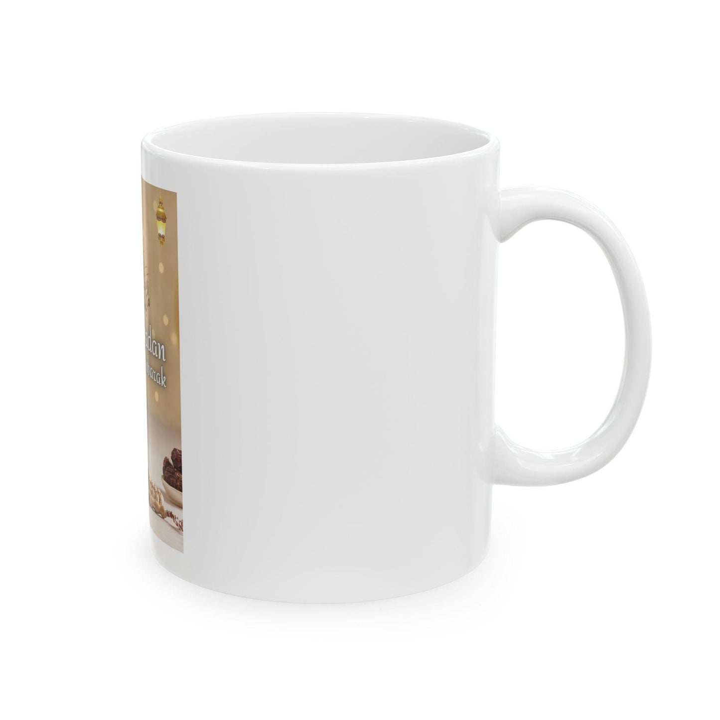 Ramadan Mubarak crescent moon mug | Islamic prayer beads ceramic mug