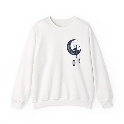 Crescent Mosque Illustration Sweatshirt | Ramadan Moon Lanterns Sweatshirt