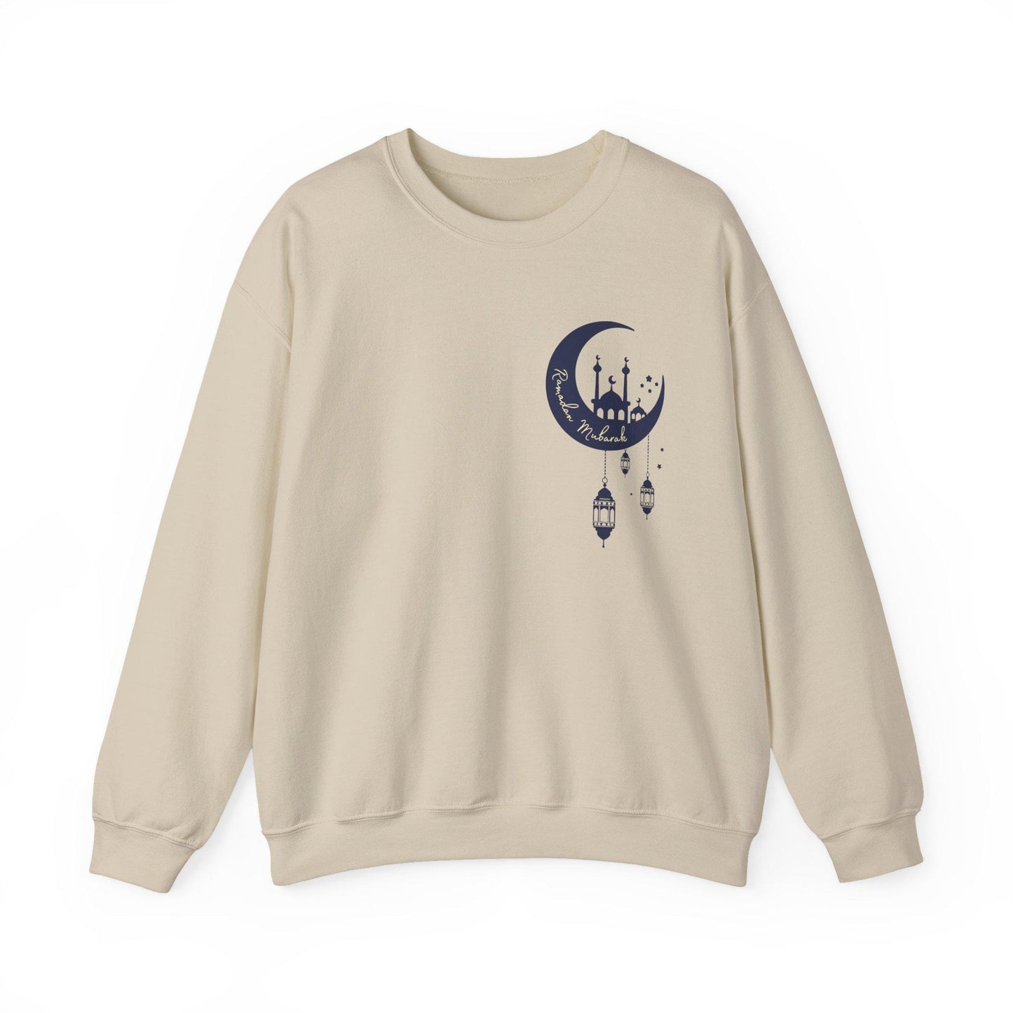 Crescent Mosque Illustration Sweatshirt | Ramadan Moon Lanterns Sweatshirt