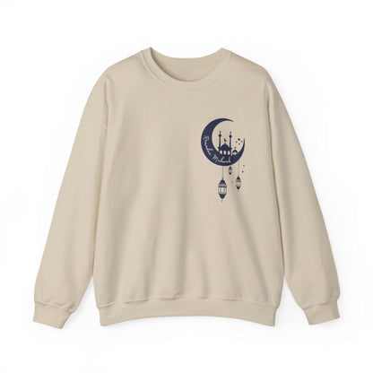 Crescent Mosque Illustration Sweatshirt | Ramadan Moon Lanterns Sweatshirt