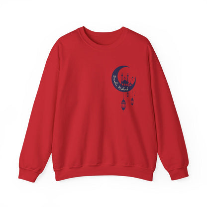 Crescent Mosque Illustration Sweatshirt | Ramadan Moon Lanterns Sweatshirt