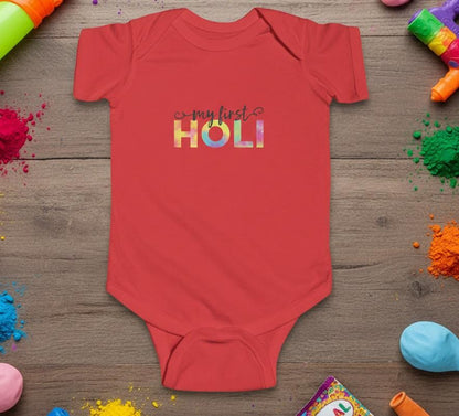 My First Holi Infant Bodysuit | Colorful Holi Festival Baby Onesie