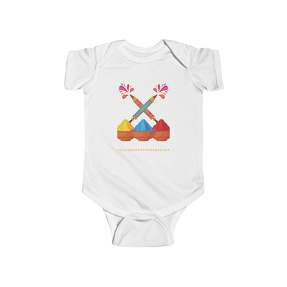 Colorful Holi Powder Bowls Bodysuit | Festival Colors, Hand-Painted Spoons