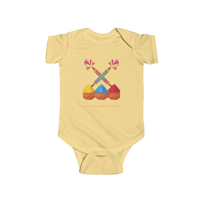Colorful Holi Powder Bowls Bodysuit | Festival Colors, Hand-Painted Spoons