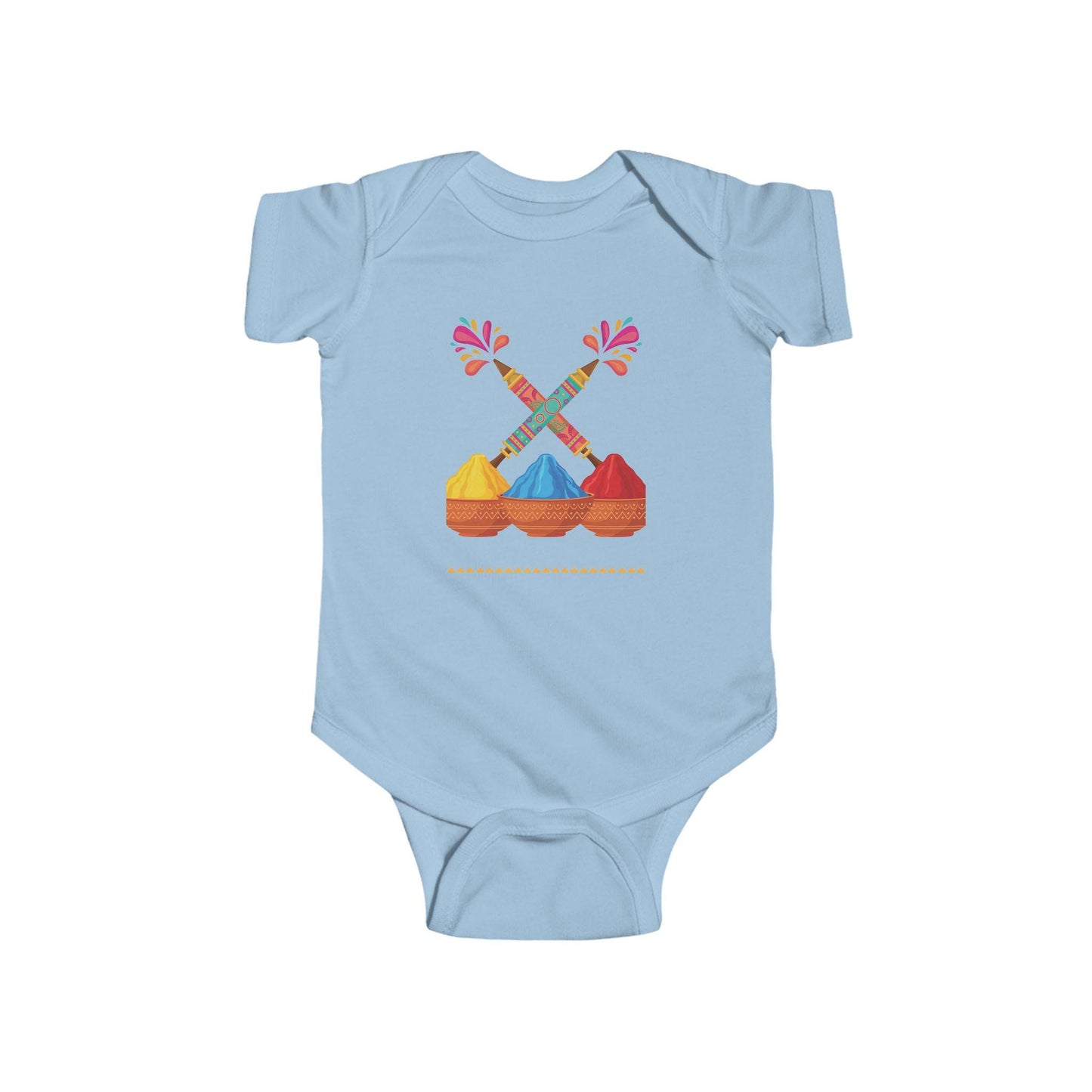 Colorful Holi Powder Bowls Bodysuit | Festival Colors, Hand-Painted Spoons