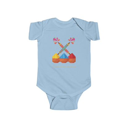 Colorful Holi Powder Bowls Bodysuit | Festival Colors, Hand-Painted Spoons