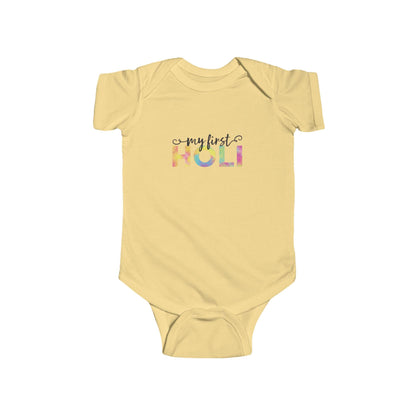 My First Holi Infant Bodysuit | Colorful Holi Festival Baby Onesie