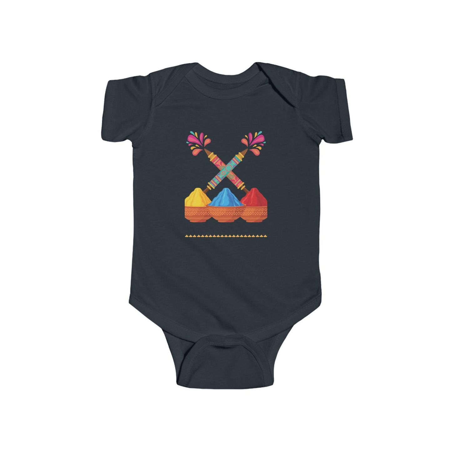 Colorful Holi Powder Bowls Bodysuit | Festival Colors, Hand-Painted Spoons