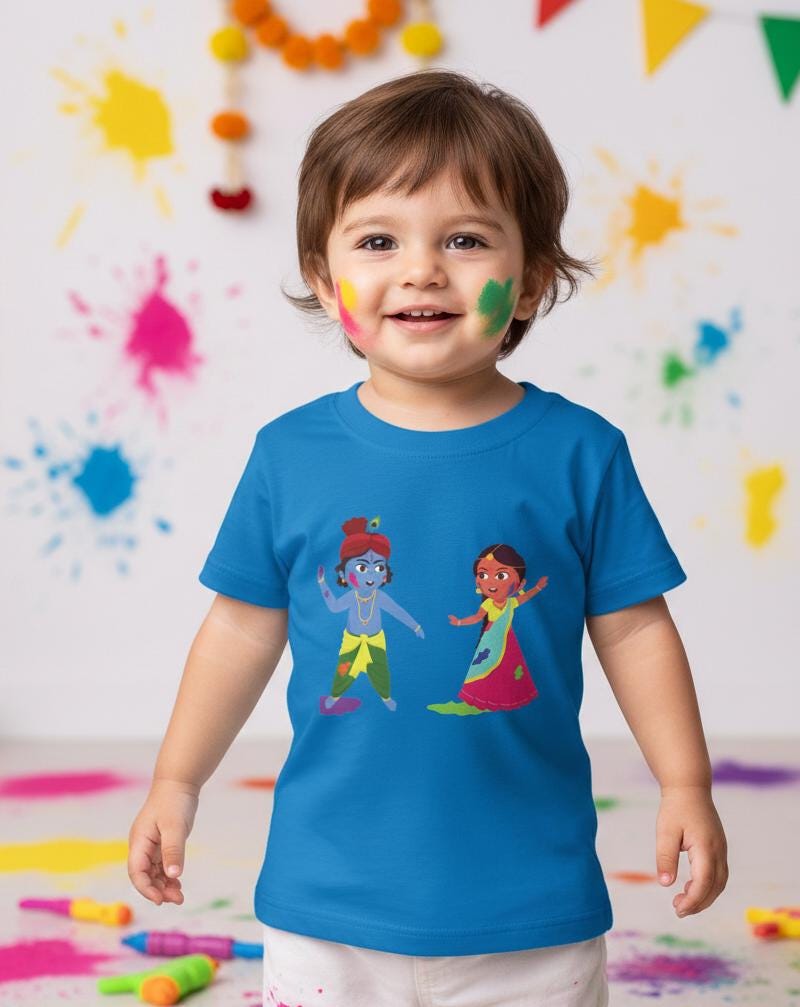 Dancing Krishna and Radha Toddler T-shirt | Cute Hindu Mythology Kids Top