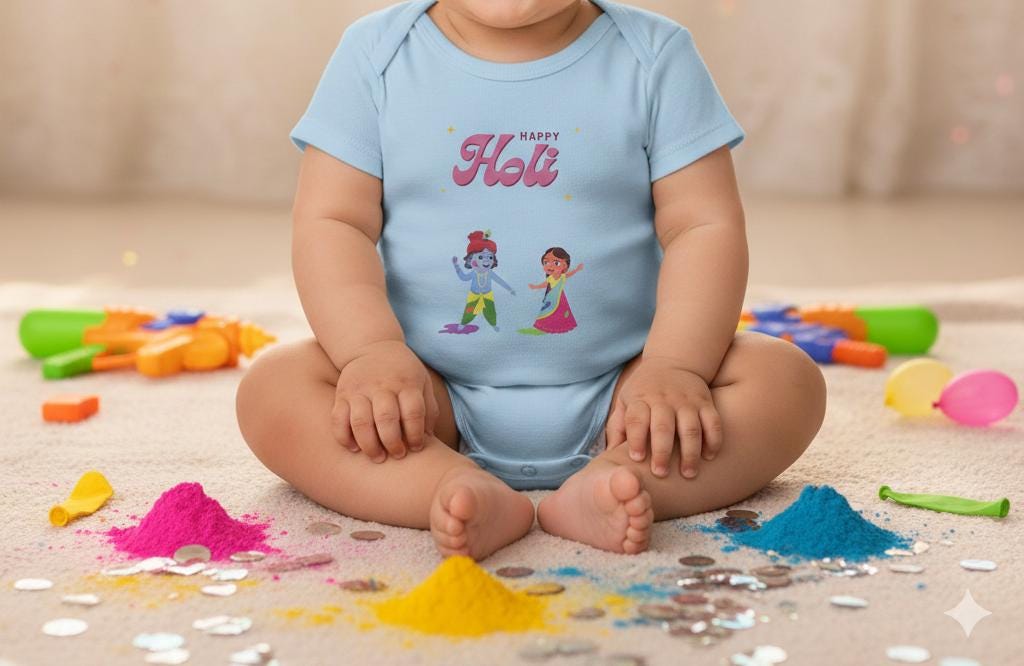 Happy Holi Kids Playing Bodysuit | Infant Holi Onesie