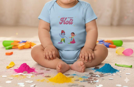 Happy Holi Kids Playing Bodysuit | Infant Holi Onesie