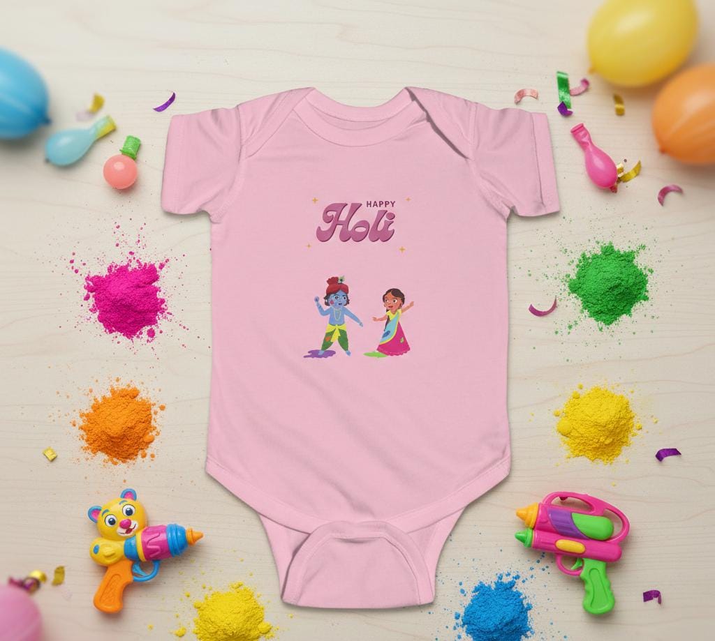 Happy Holi Kids Playing Bodysuit | Infant Holi Onesie