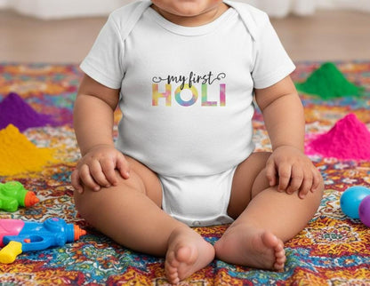 My First Holi Infant Bodysuit | Colorful Holi Festival Baby Onesie