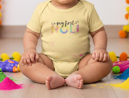 My First Holi Infant Bodysuit | Colorful Holi Festival Baby Onesie