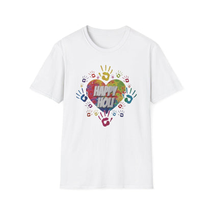 Happy You Heart, T-Shirt | Colorful Handprints, Positive Message