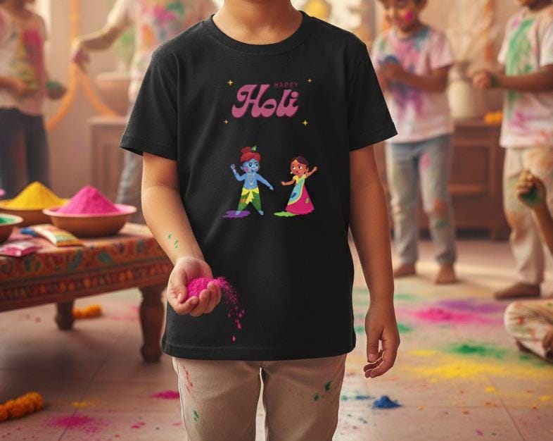 Happy Holi kids tee | Holi festival children shirt, colorful powder play
