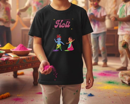 Happy Holi kids tee | Holi festival children shirt, colorful powder play