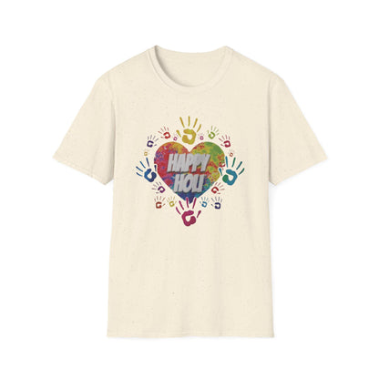 Happy You Heart, T-Shirt | Colorful Handprints, Positive Message