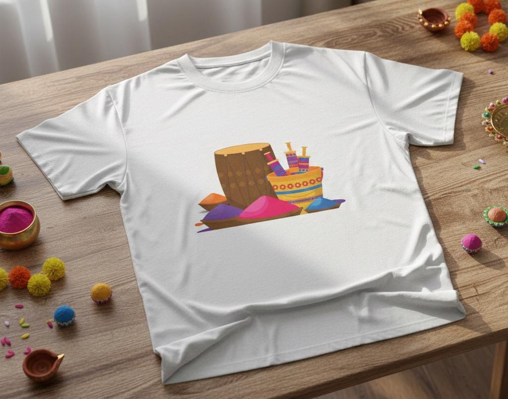 Colorful Holi Powder Pile T-Shirt | Festival Colors Tee
