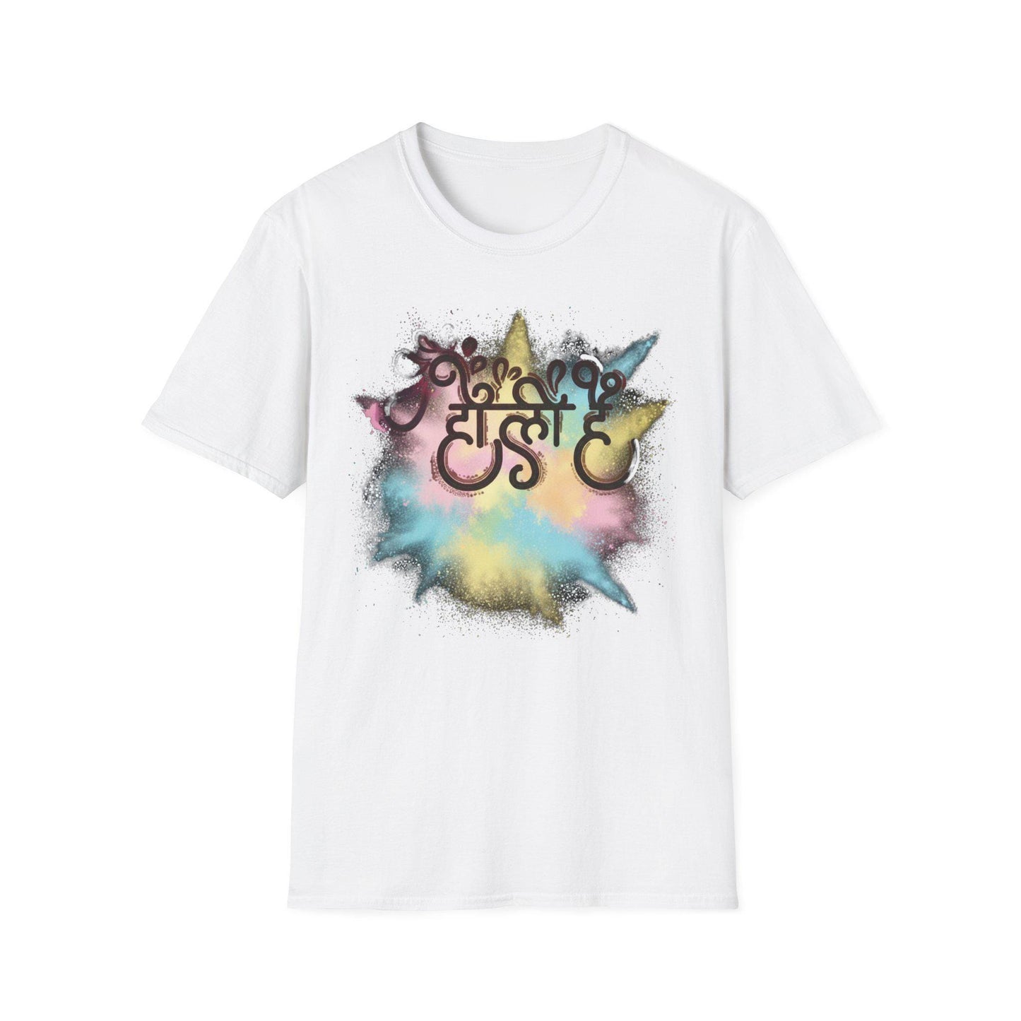 Holi Color Powder Splash T-Shirt | Holi Festival Hindi Script