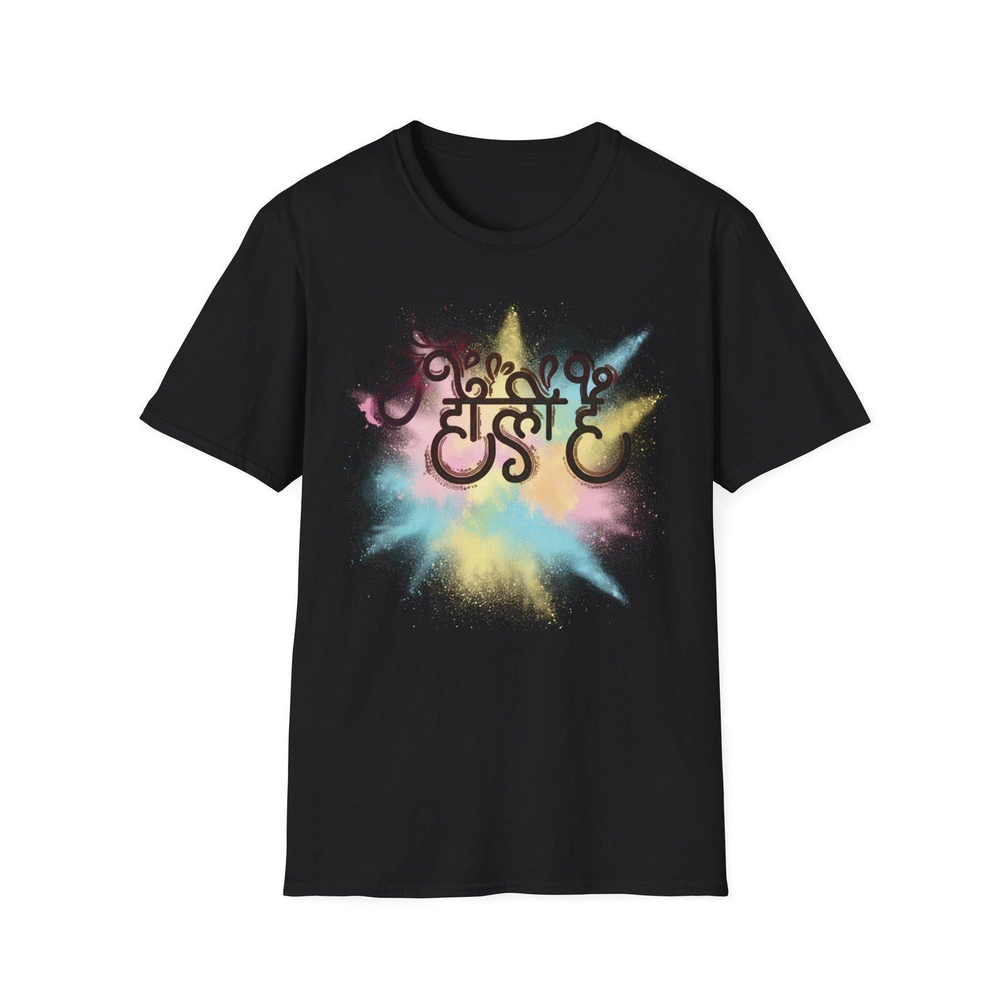 Holi Color Powder Splash T-Shirt | Holi Festival Hindi Script