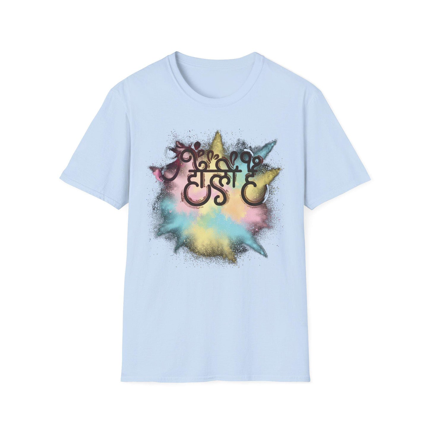 Holi Color Powder Splash T-Shirt | Holi Festival Hindi Script