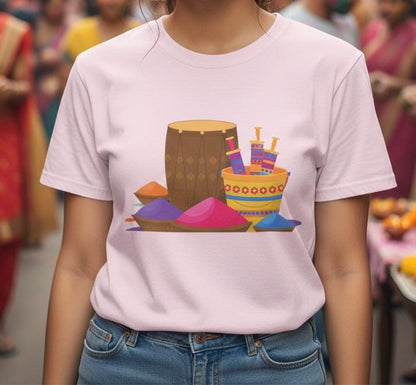 Colorful Holi Powder Pile T-Shirt | Festival Colors Tee