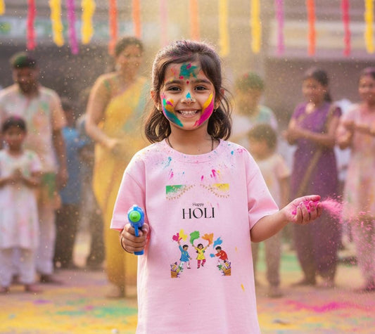 Happy Holi Kids Playing Colors Toddler Tee | Holi Festival Shirt